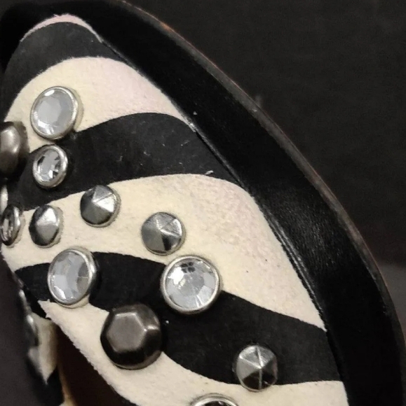 Jimmy Choo For H&M Suede Zebra Print With Studs & Rhinestones Stilettos Size 37 - Picture 11 of 12